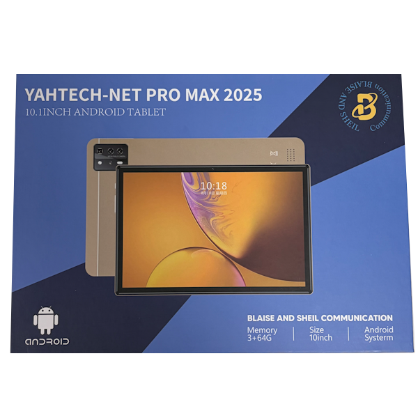 Yahtech 10.1 Smart Tablet - 3GB RAM, 32GB ROM, 8-Core Processor, Dual SIM Black