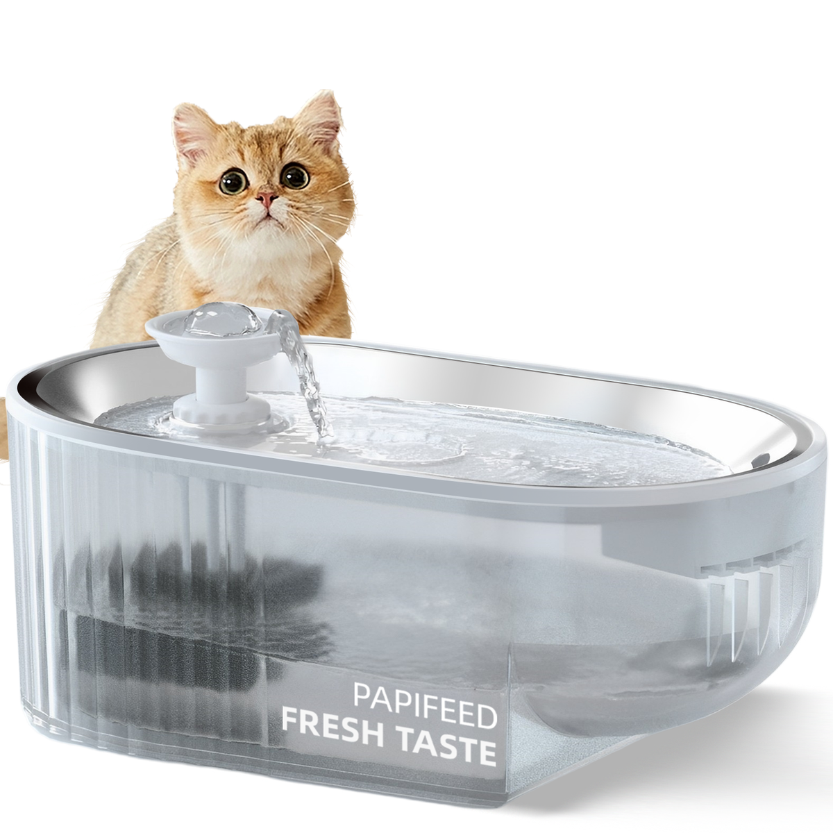 ZS XX PAPIFEED Pet water foutain with stainless steel feeding plate PF028 DRS!