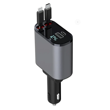 CAR CHARGER 4IN1 WITH RETRACTABLE CABLES CH-030