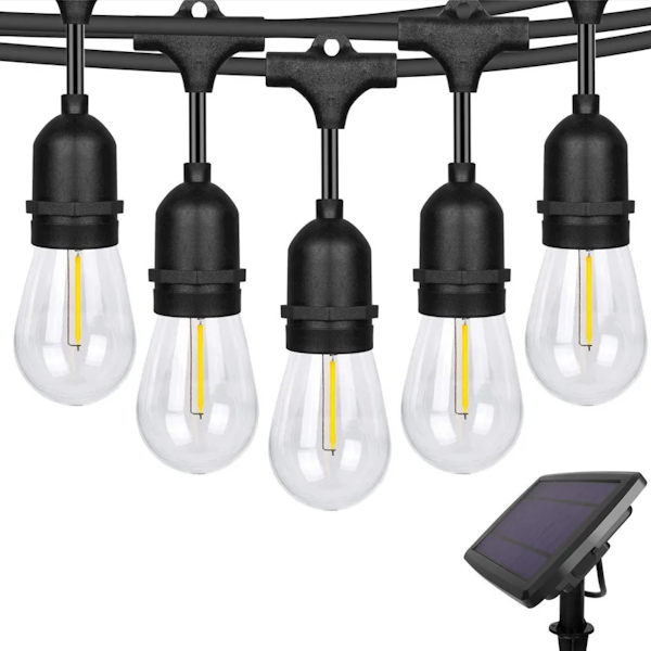 LEDORA 15m LED String Lights IP65 Waterproof Warm White with Solar Panel 