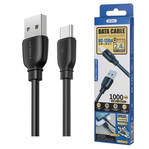 [6972174158280] CABLE REMAX/HOCO TYPE-C 1M RC-138 BLK 