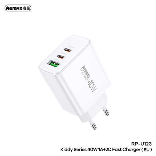 [6954851209515] Charger REMAX 40W Fast Charger 1A+2C RP-U123 EU Kiddy Series 